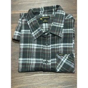 Stanley Mens 2XL Plaid Flannel Shirt Long Sleeve Flap Chest Pockets